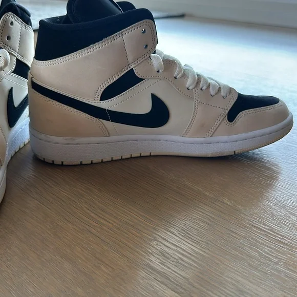 Nike Air Jordan 1 Mid Sneakers in Beige & Black Colorway - Picture 11 of 12